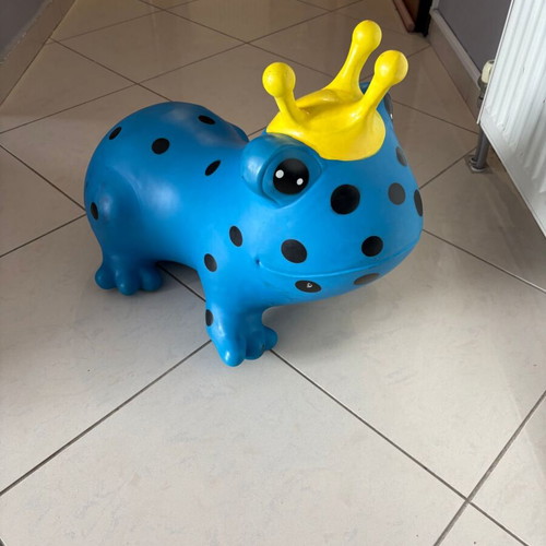 Jumpy inflatable frog toy used, blue, 12+ months