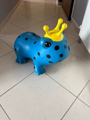 Jumpy inflatable frog toy used, blue, 12+ months
