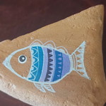 Painting on terracotta new, carved by the sea, 10x7 cm