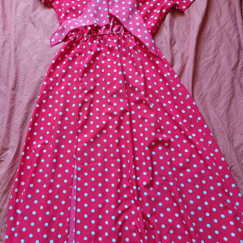 Long dress red with white polka dots size M like new