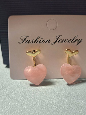 Earrings new, pink and gold