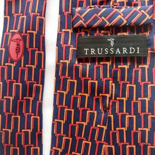 Trussardi 100% silk tie like new, multicolor vintage