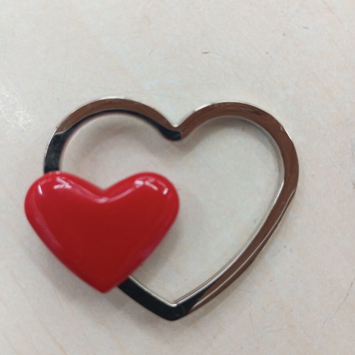 Heart keychains set of 10 like new, red and silver metal