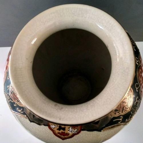Satsuma porcelain vase set of 2 used