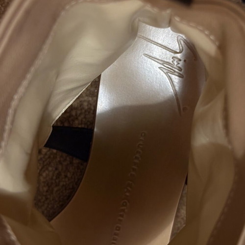 Giuseppe Zanotti beige leather sandals with high ankle collar and decorative buckle, new, size 36