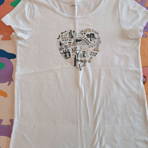 Old Navy New York no 14 used white girls' t-shirt size 146 cm for ages 10-11