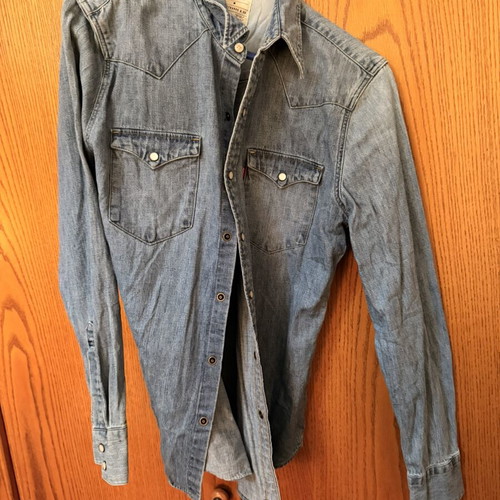 Levi's Slim Fit Denim Shirt Size M Light Blue Western Style