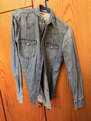 Levi's Slim Fit Denim Shirt Size M Light Blue Western Style