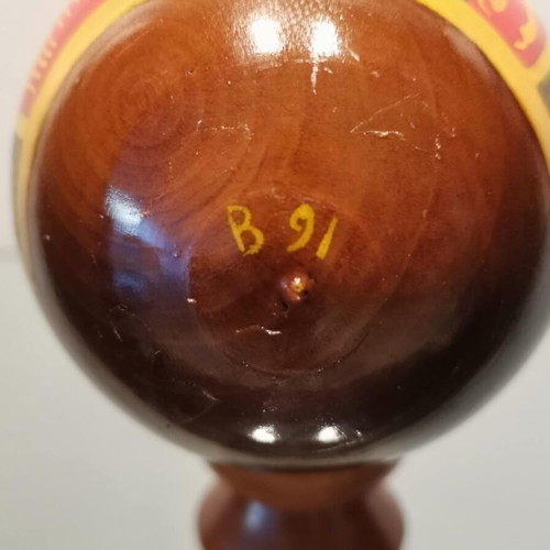 Russian egg used with hand-painted decoration and wooden base