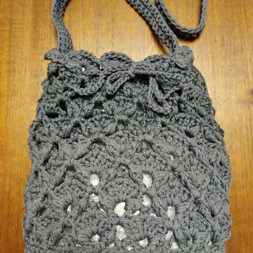 Handmade knitted shoulder bag pouch gray new