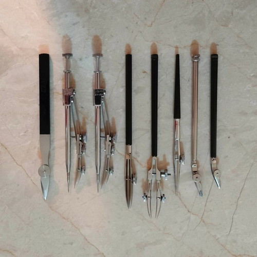 Set of 8 professional technical drawing instruments Kern & Wild like new