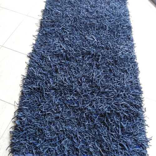 Leather rug handmade blue 0.80x1.50 Indian