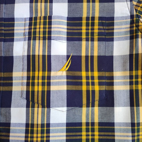 Nautica check shirt, size S fits M, blue and yellow