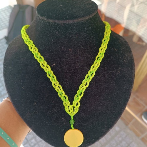 Handmade macrame necklace new, yellow