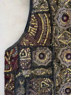 Vintage Indian Patchwork κεντημένο γιλέκο με παγιέτες boho φεστιβάλ σαν καινούργιο