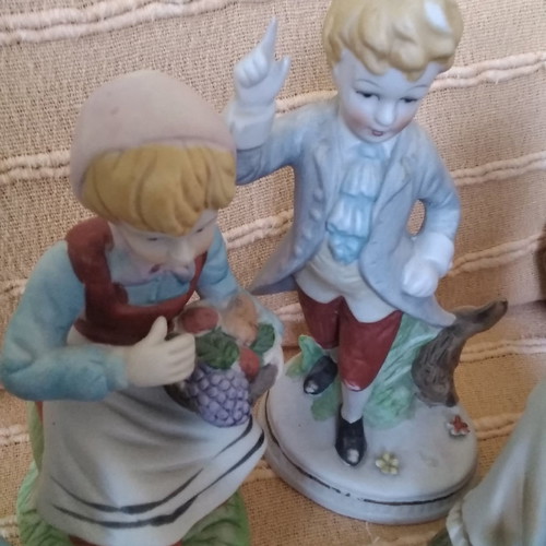 Porcelain figurine dolls used, set of 4, 1970s vintage