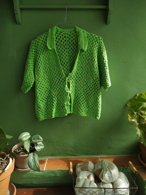 Handmade cardigan new green size M