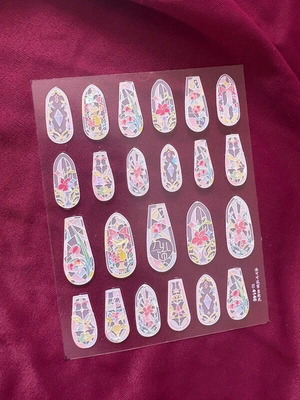 Nail stickers new with retro window style design