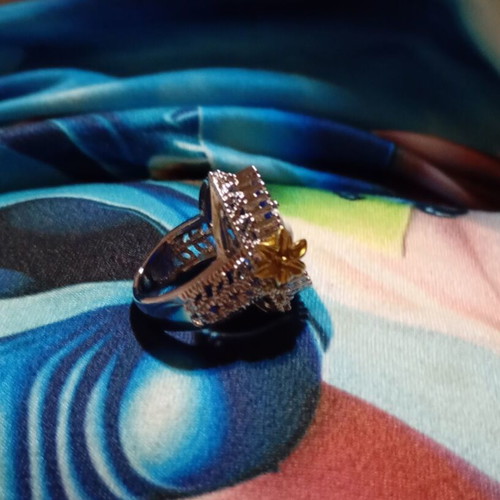 Vintage ring with blue stone and silver-gold plating new