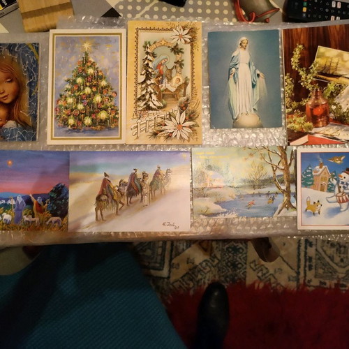 Christmas cards used, unique from foreign and Greek countries