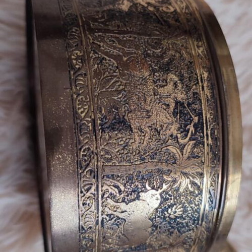 Egyptian brass table set vintage 1950s used