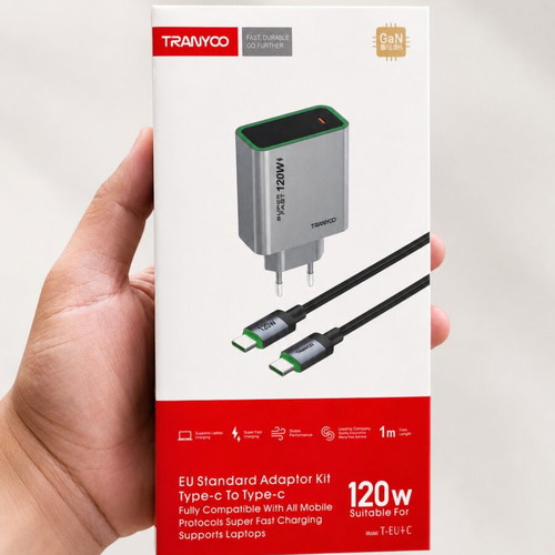 Tranyoo T-EU8C 120W GaN Fast Charger with USB-C Cable 1m