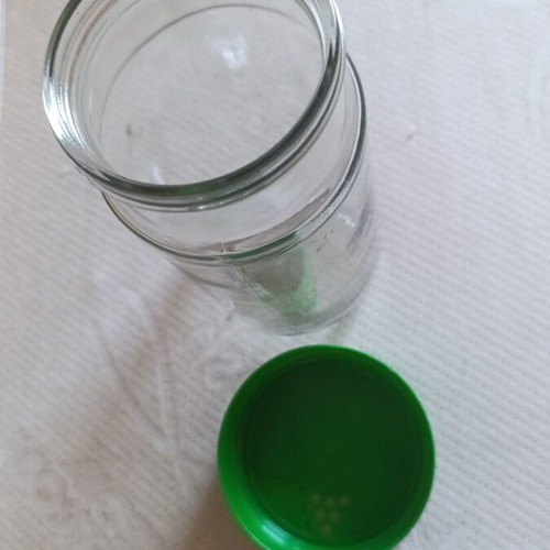 Large glass jar used with plastic lid and two spouts