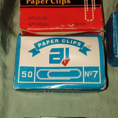 Paper clips and binder clips new, pack of 12 boxes in various sizes
