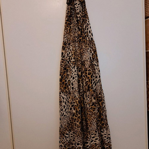 Animal print leopard dress like new, very long, brown