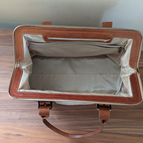 Vintage Guidi leather bag, beige