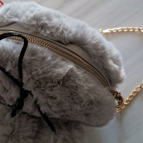 Fur crossbody bag new gray