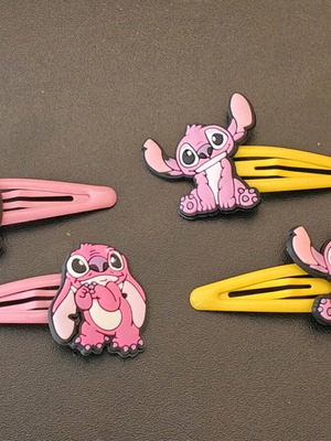 Αξεσουάρ μαλλιών Stitch καινούργια, σετ 4 τεμαχίων ροζ και κίτρινα