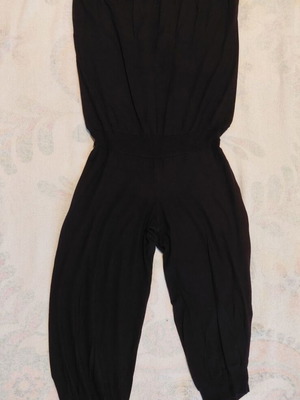 Strapless jumpsuit capri black used, size S