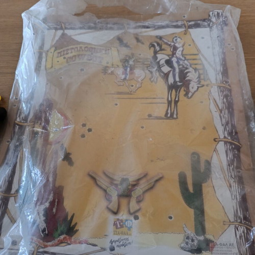 Cowboy toy set with pistol, knife, and holster 1970 like new