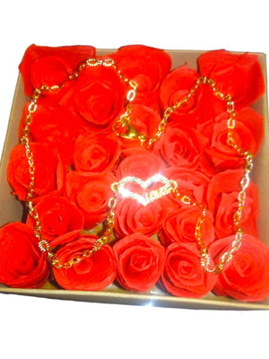 Handmade heart necklace stainless gold with love and zircon in gift box