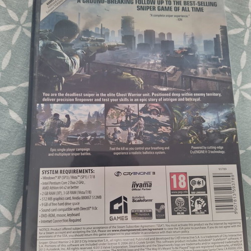 Sniper 2 Ghost Warrior PC used, action game
