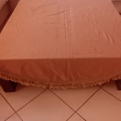 Velvet round tablecloth with fringes, 170 cm diameter