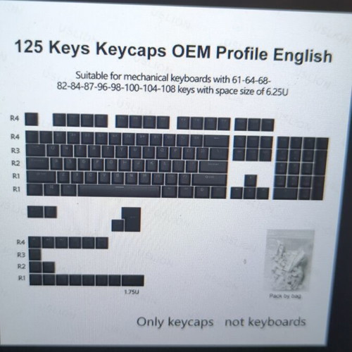 125-Key OEM ABS Keycaps Set for Mechanical Keyboard new