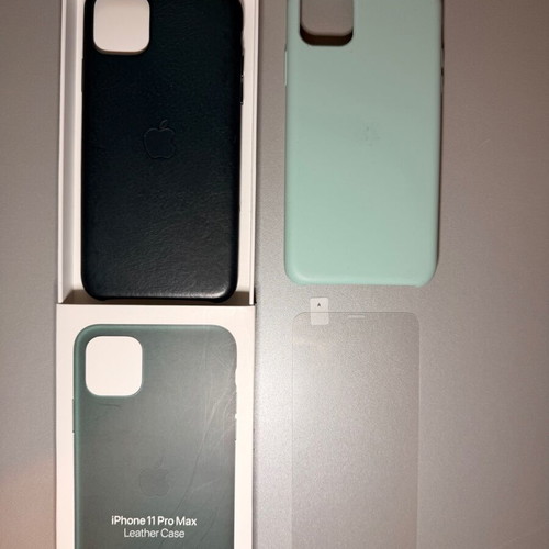 iPhone 11 Pro Max genuine leather case used with screen protector