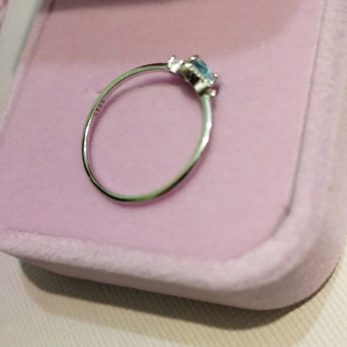 Silver 925 ring with blue zircon heart new