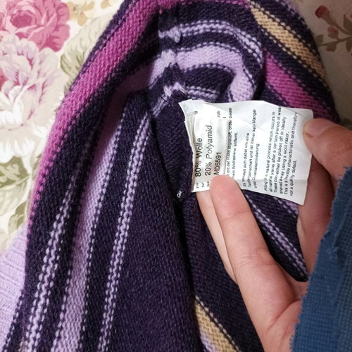 Wool vest purple used with embroidered sequins and striped pattern