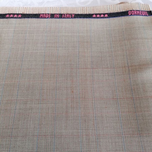 Dormeuil Optima Super 110’s wool fabric 4x1.5m striped beige red blue