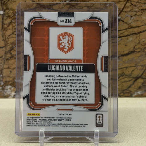 2026 Panini Prizm FIFA World Cup Soccer Luciano Valente RC card