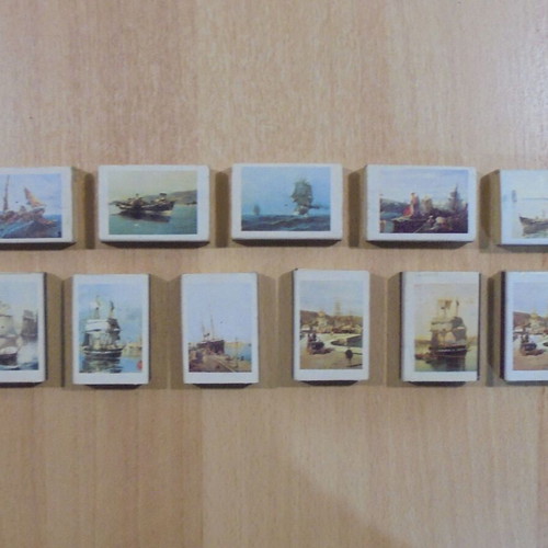 Greek Monopoly Konstantinos Volanakis artworks used collection of 11 old empty matchboxes