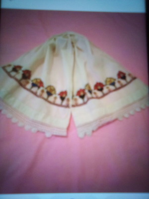 Decorative embroidered towel used, cotton with colorful flowers