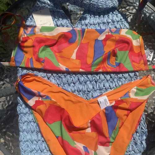 Asos multicolor bikini top and bottom size XL new