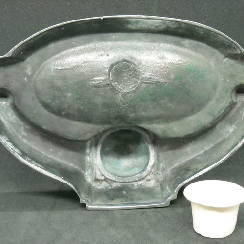 Metal Art Nouveau inkwell used with base for penholder