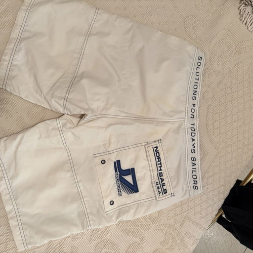 North Sails vintage men's swim shorts used, white and blue