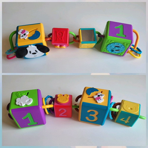 4 Hasbro Chain Cubes used, educational toy
