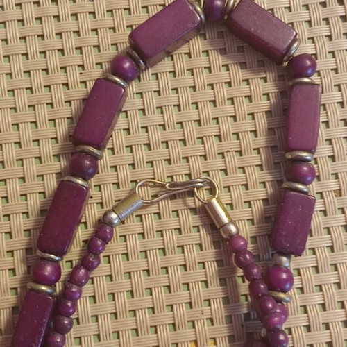 Vintage Y2K purple necklace with beads and metal elements, like new
